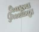 Seasons Greetings Silver Glitter Card Cake Topper